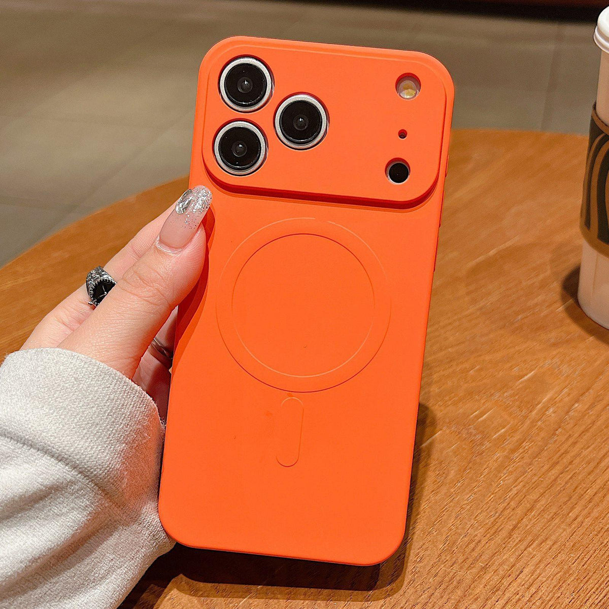 For iPhone 18 Pro Max Solid Color Liquid Silicone MagSafe Magnetic Phone Case - Orange - EDA010075301M