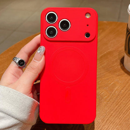 For iPhone 18 Pro Solid Color Liquid Silicone MagSafe Magnetic Phone Case - Red - EDA010075302B
