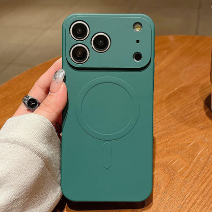 For iPhone 18 Pro Solid Color Liquid Silicone MagSafe Magnetic Phone Case - Dark Green - EDA010075302D