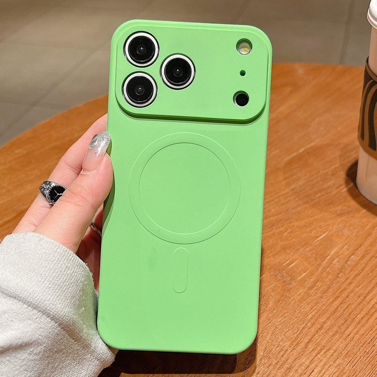 For iPhone 18 Pro Solid Color Liquid Silicone MagSafe Magnetic Phone Case - Matcha Green - EDA010075302J