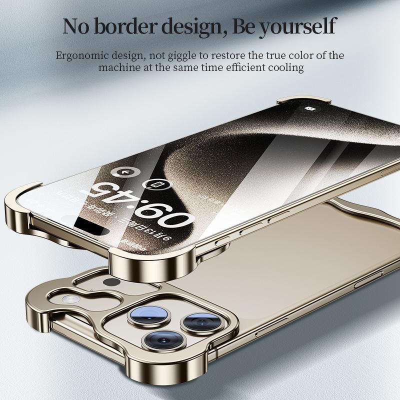 For iPhone 18 Pro Max Frameless Metal Corner Pad Phone Case with Lens Film - Orange - EDA010078102A