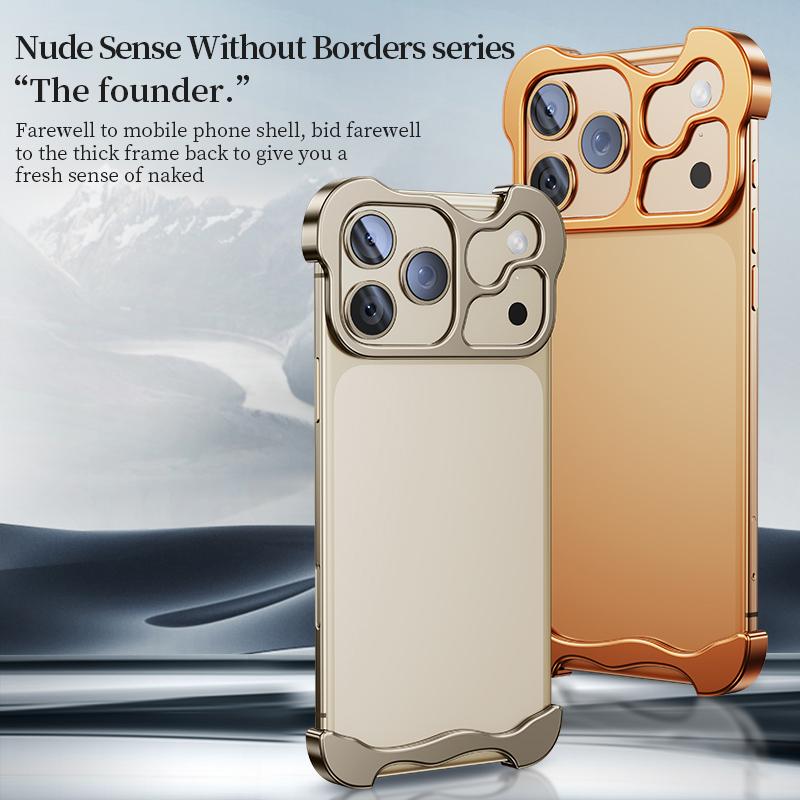 For iPhone 18 Pro Max Frameless Metal Corner Pad Phone Case with Lens Film - Silver - EDA010078102E
