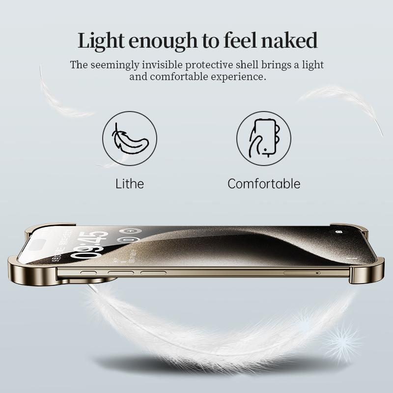 For iPhone 18 Pro Max Frameless Metal Corner Pad Phone Case with Lens Film - Cherry Red - EDA010078102F