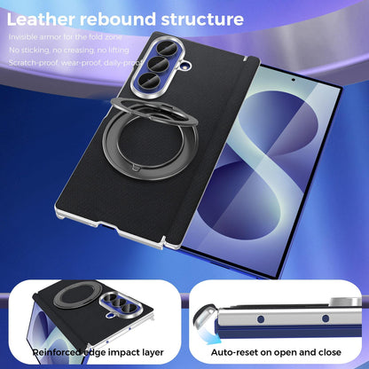 For Galaxy Z Fold5 5G KASHI Electroplated Dual-Hinge 360 Rotation Magnetic Holder Phone Case - Black - EDA010078405A