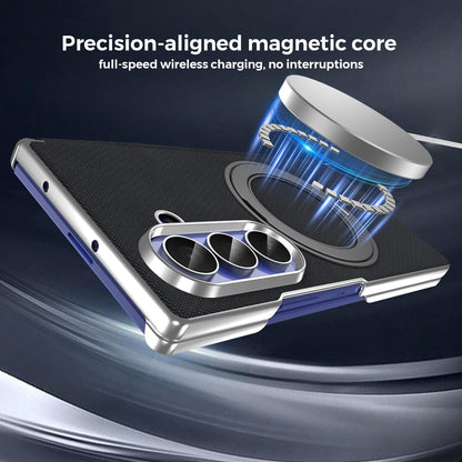 For Galaxy Z Fold5 5G KASHI Electroplated Dual-Hinge 360 Rotation Magnetic Holder Phone Case - Black - EDA010078405A