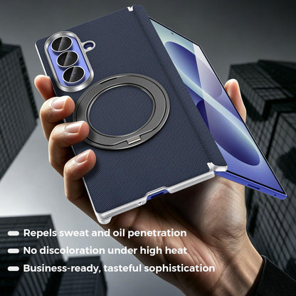 For Galaxy Z Fold5 5G KASHI Electroplated Dual-Hinge 360 Rotation Magnetic Holder Phone Case - Royal Blue - EDA010078405B
