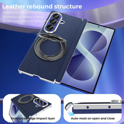 For Galaxy Z Fold5 5G KASHI Electroplated Dual-Hinge 360 Rotation Magnetic Holder Phone Case - Royal Blue - EDA010078405B