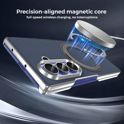 For Galaxy Z Fold5 5G KASHI Electroplated Dual-Hinge 360 Rotation Magnetic Holder Phone Case - Royal Blue - EDA010078405B