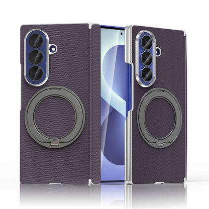 For Galaxy Z Fold5 5G KASHI Electroplated Dual-Hinge 360 Rotation Magnetic Holder Phone Case - Purple - EDA010078405C