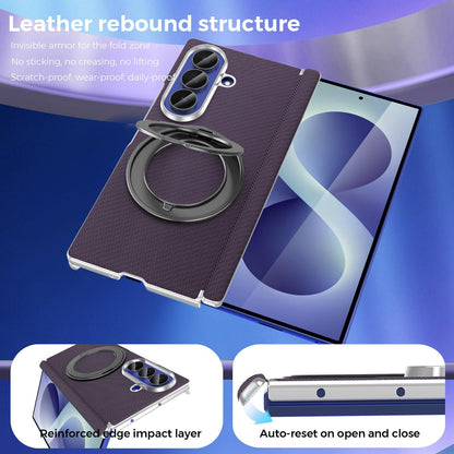 For Galaxy Z Fold5 5G KASHI Electroplated Dual-Hinge 360 Rotation Magnetic Holder Phone Case - Purple - EDA010078405C