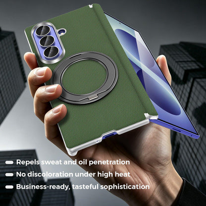 For Galaxy Z Fold5 5G KASHI Electroplated Dual-Hinge 360 Rotation Magnetic Holder Phone Case - Deep Green - EDA010078405E