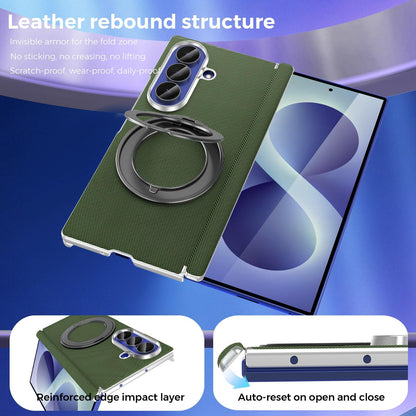 For Galaxy Z Fold5 5G KASHI Electroplated Dual-Hinge 360 Rotation Magnetic Holder Phone Case - Deep Green - EDA010078405E