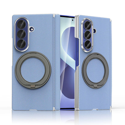 For Galaxy Z Fold5 5G KASHI Electroplated Dual-Hinge 360 Rotation Magnetic Holder Phone Case - Sierra Blue - EDA010078405F
