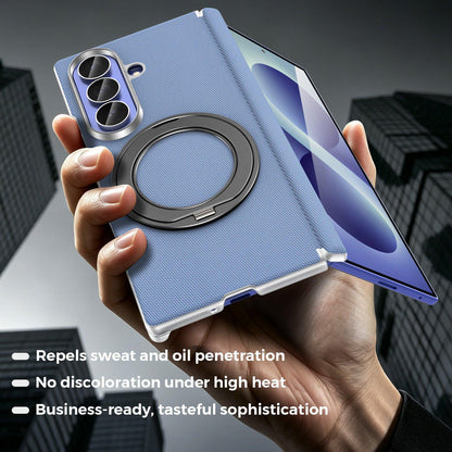 For Galaxy Z Fold5 5G KASHI Electroplated Dual-Hinge 360 Rotation Magnetic Holder Phone Case - Sierra Blue - EDA010078405F