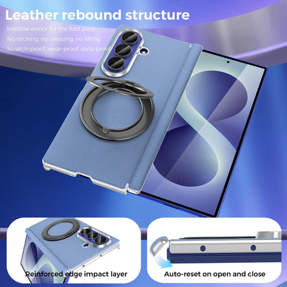 For Galaxy Z Fold5 5G KASHI Electroplated Dual-Hinge 360 Rotation Magnetic Holder Phone Case - Sierra Blue - EDA010078405F