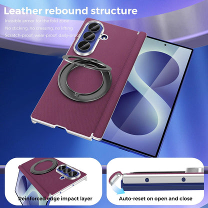 For Galaxy Z Fold5 5G KASHI Electroplated Dual-Hinge 360 Rotation Magnetic Holder Phone Case - Cherry Red - EDA010078405G