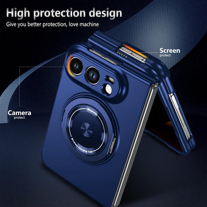 For iPhone Duo Rotation Holder Foldable Magnetic PC Phone Case - Royal Blue - EDA010078901A