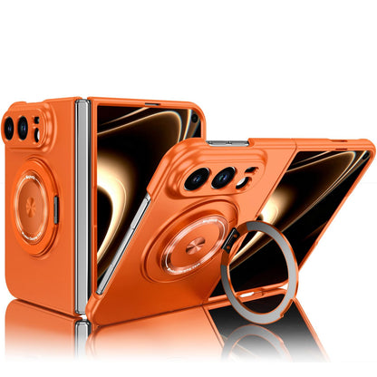 For iPhone Duo Rotation Holder Foldable Magnetic PC Phone Case - Orange - EDA010078901B