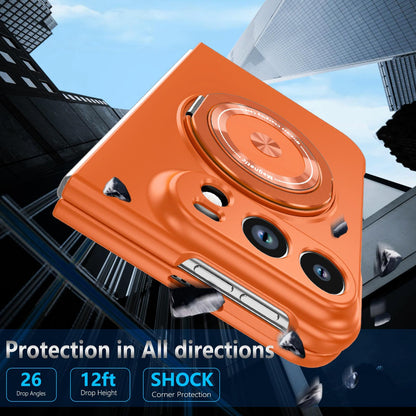 For iPhone Duo Rotation Holder Foldable Magnetic PC Phone Case - Orange - EDA010078901B