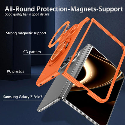 For iPhone Duo Rotation Holder Foldable Magnetic PC Phone Case - Orange - EDA010078901B