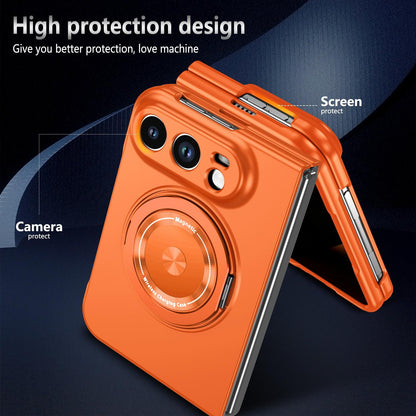 For iPhone Duo Rotation Holder Foldable Magnetic PC Phone Case - Orange - EDA010078901B