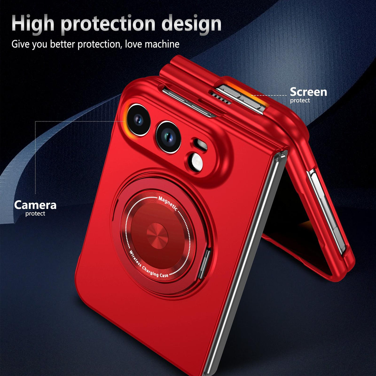 For iPhone Duo Rotation Holder Foldable Magnetic PC Phone Case - Red - EDA010078901D