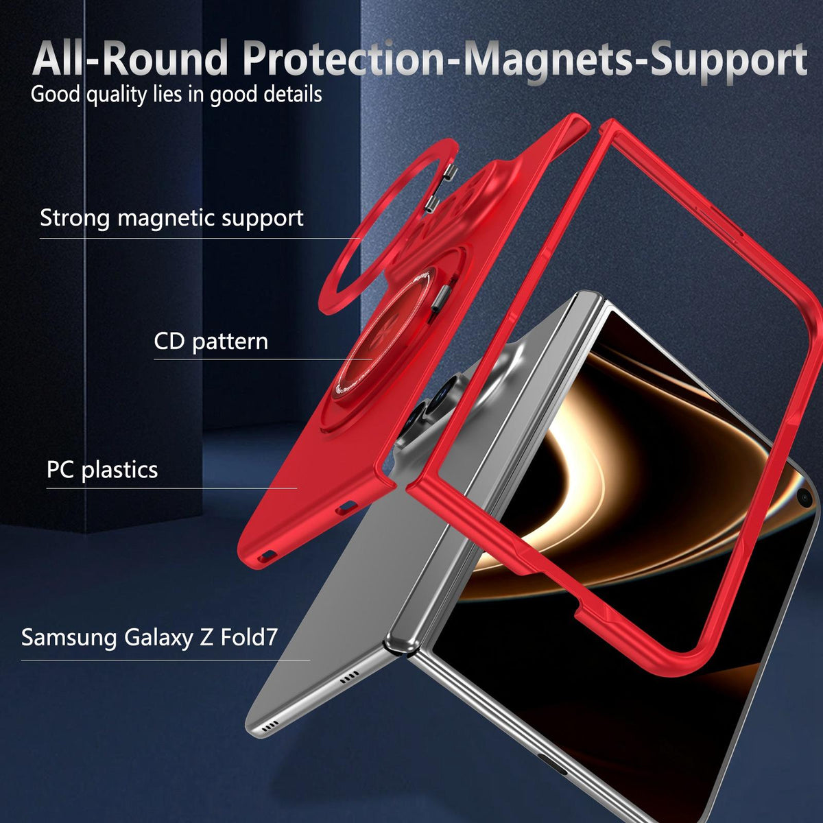 For iPhone Duo Rotation Holder Foldable Magnetic PC Phone Case - Red - EDA010078901D