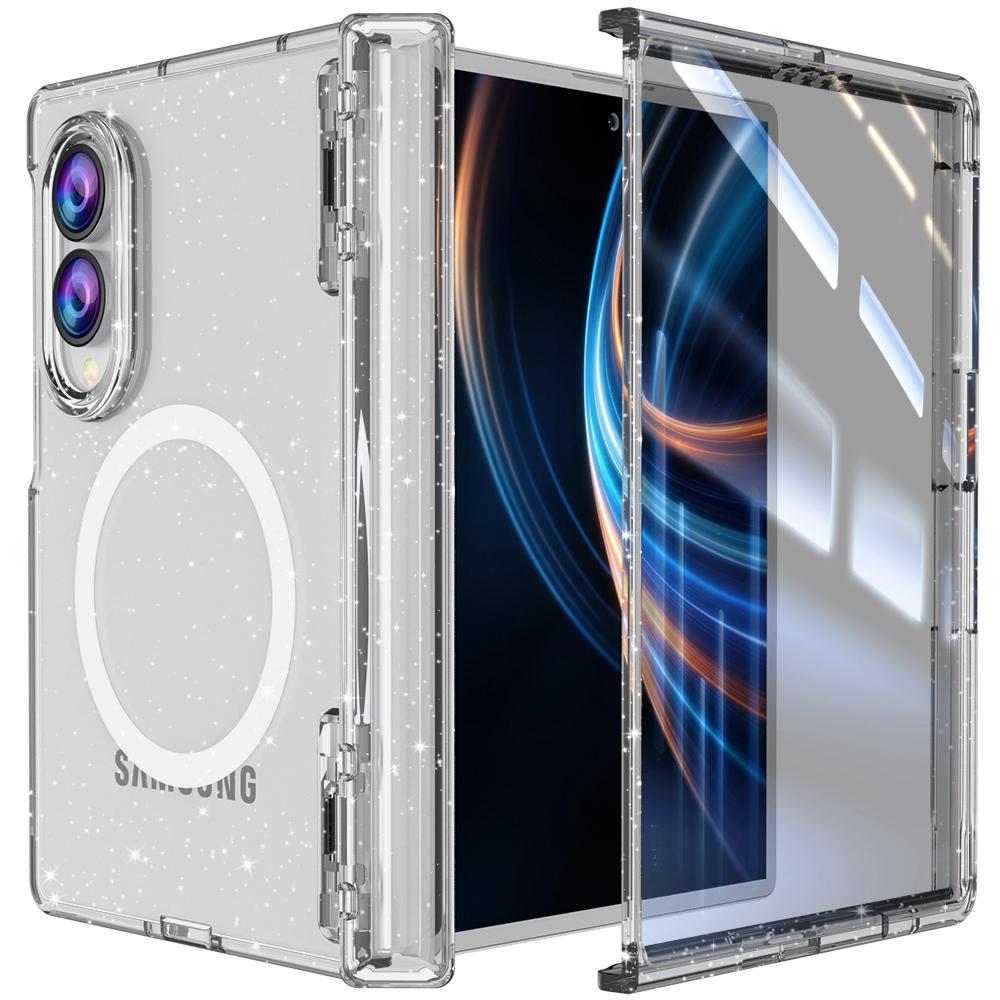 For Galaxy Z Fold8 5G Clear Glitter Magnetic Integrated Film Phone Case - Transparent - EDA010079301A