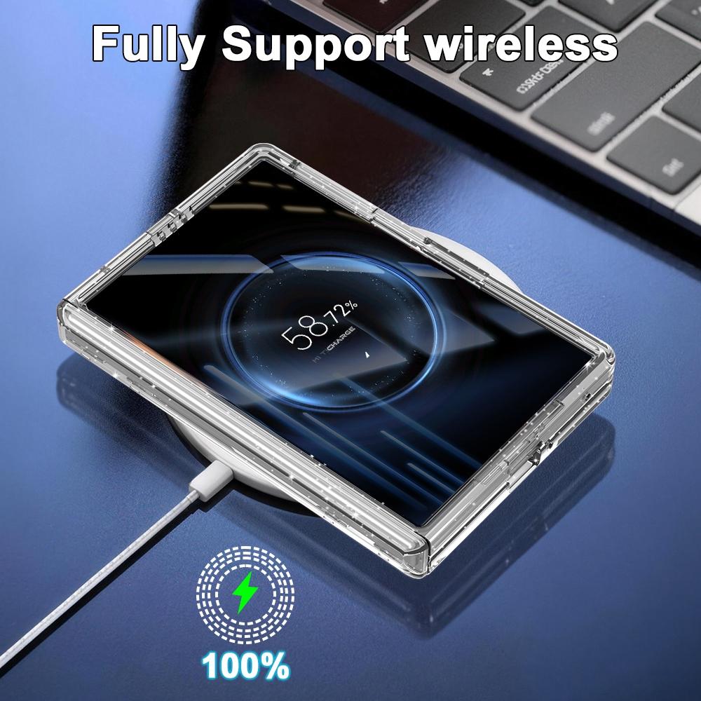 For Galaxy Z Fold8 5G Clear Glitter Magnetic Integrated Film Phone Case - Transparent - EDA010079301A