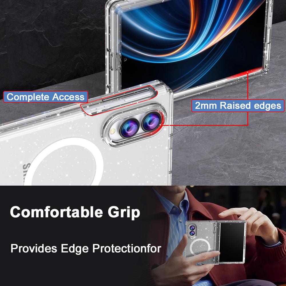 For Galaxy Z Fold8 5G Clear Glitter Magnetic Integrated Film Phone Case - Transparent - EDA010079301A