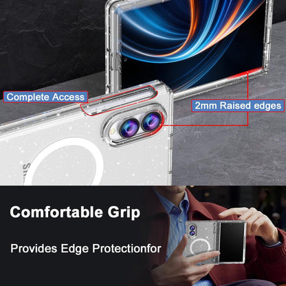 For Galaxy Z Fold8 5G Clear Glitter Magnetic Integrated Film Phone Case - Transparent - EDA010079301A