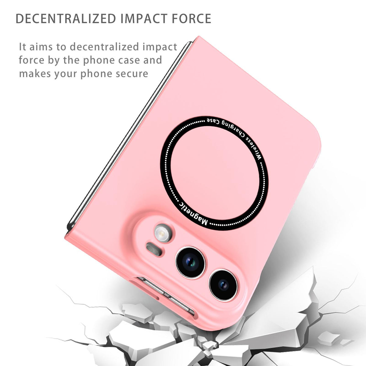 For iPhone Duo Magsafe Magnetic Folding PC Phone Case - Pink - EDA010080901A