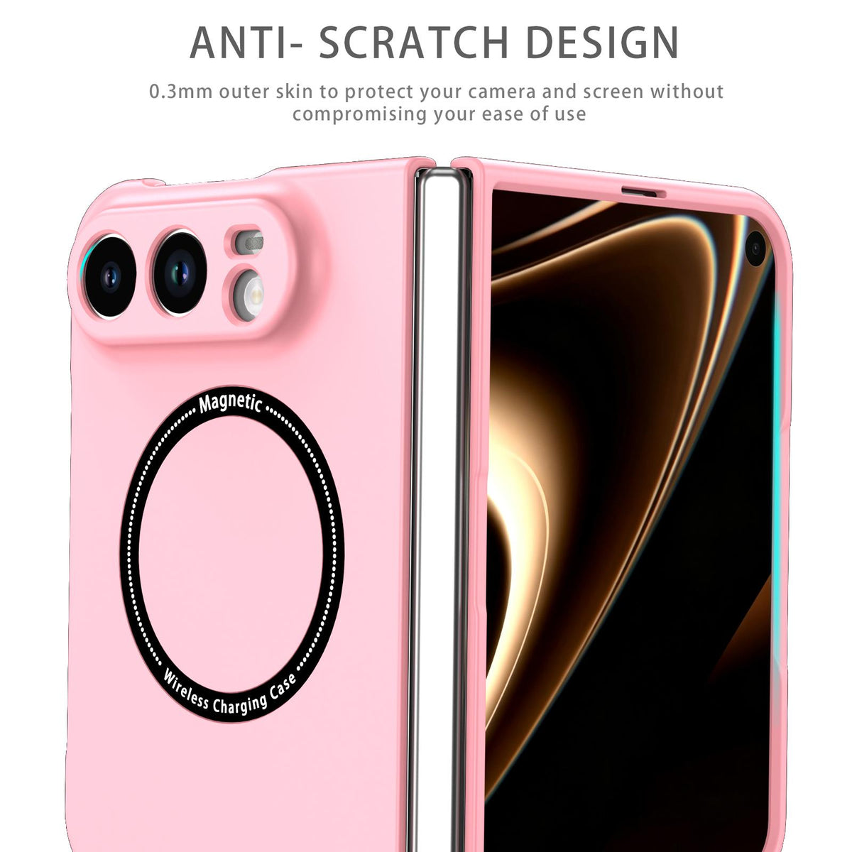 For iPhone Duo Magsafe Magnetic Folding PC Phone Case - Pink - EDA010080901A