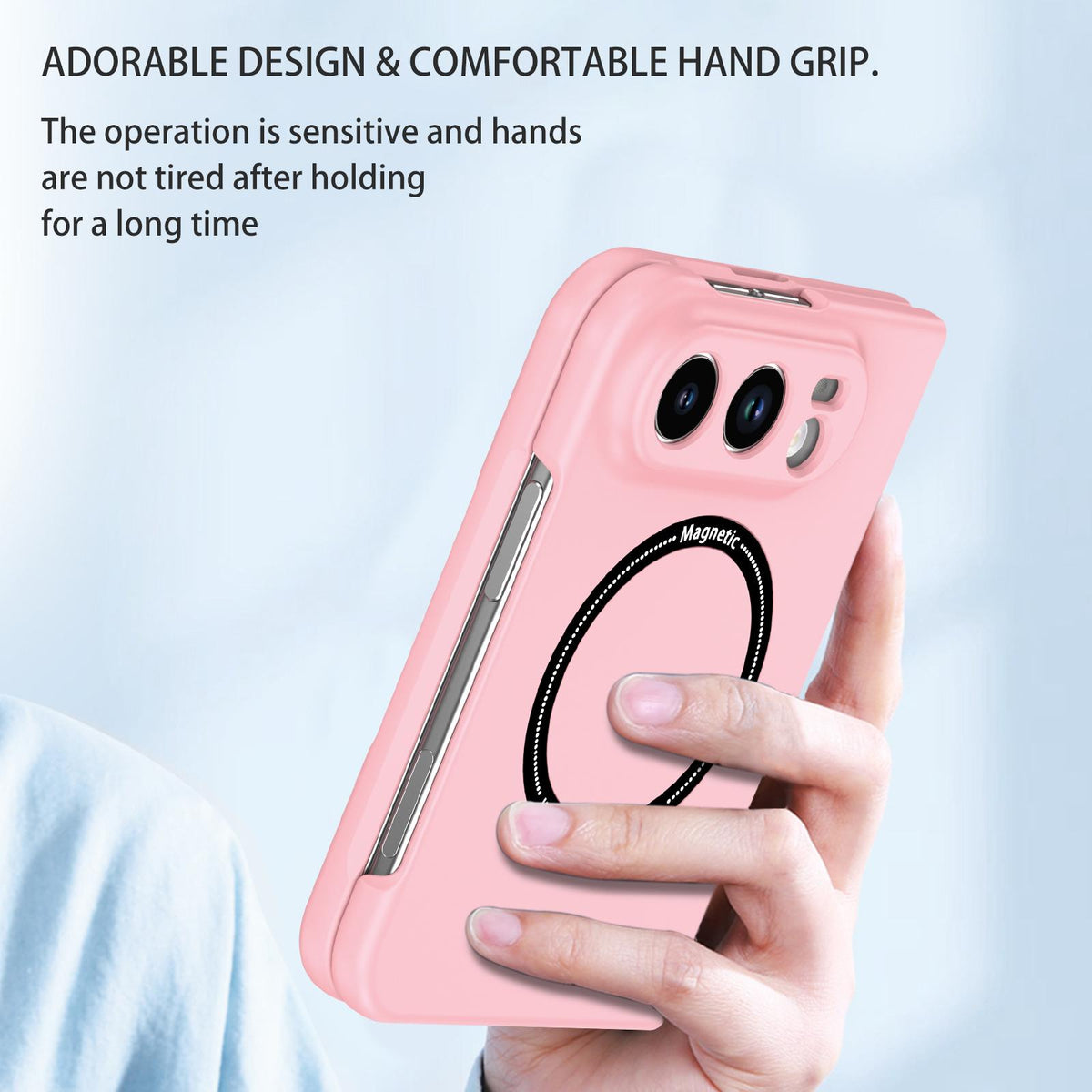 For iPhone Duo Magsafe Magnetic Folding PC Phone Case - Pink - EDA010080901A