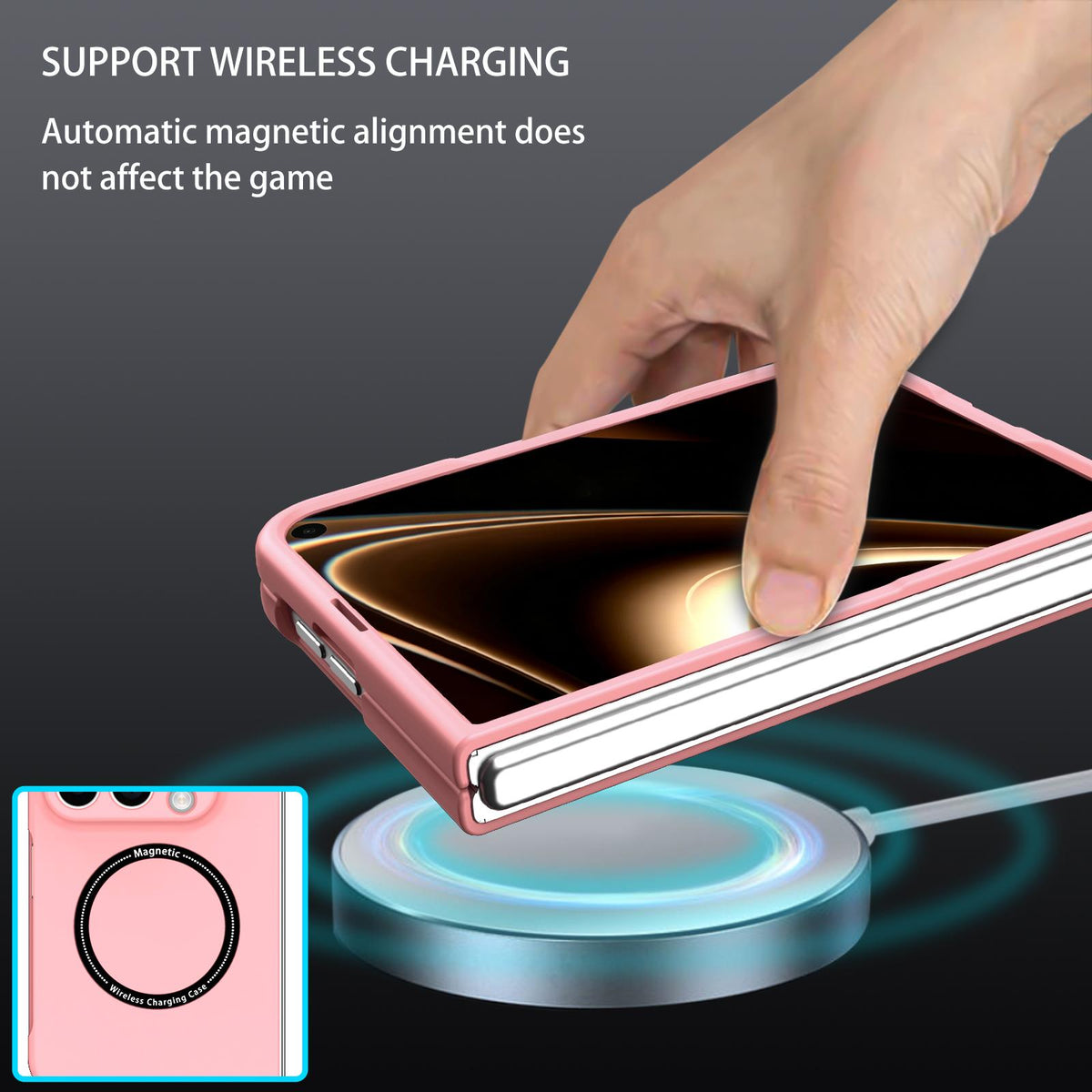 For iPhone Duo Magsafe Magnetic Folding PC Phone Case - Pink - EDA010080901A