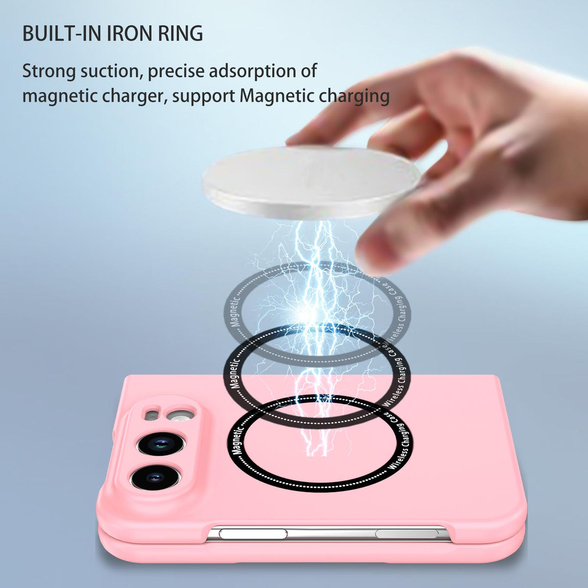 For iPhone Duo Magsafe Magnetic Folding PC Phone Case - Pink - EDA010080901A
