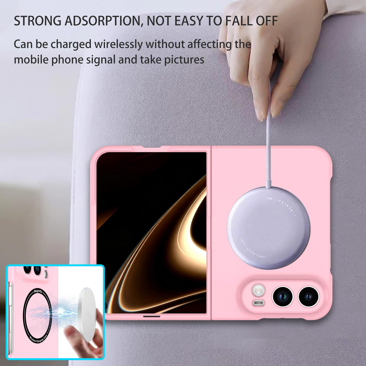For iPhone Duo Magsafe Magnetic Folding PC Phone Case - Pink - EDA010080901A