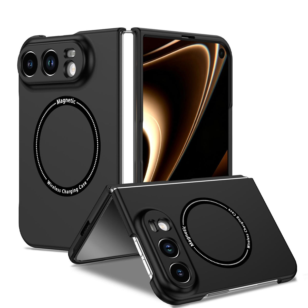 For iPhone Duo Magsafe Magnetic Folding PC Phone Case - Black - EDA010080901B