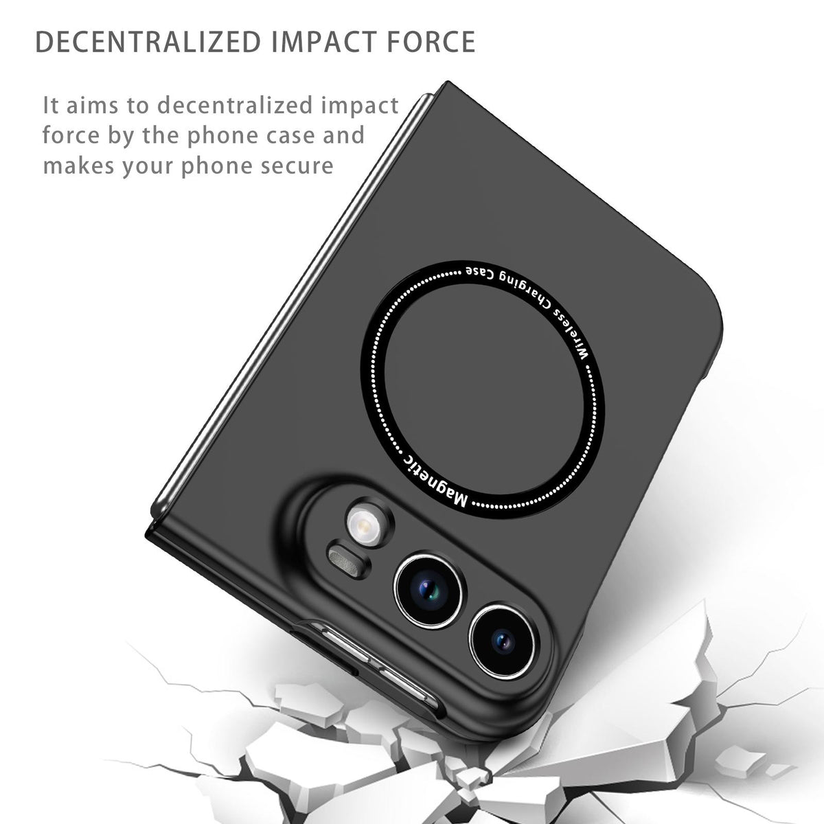 For iPhone Duo Magsafe Magnetic Folding PC Phone Case - Black - EDA010080901B