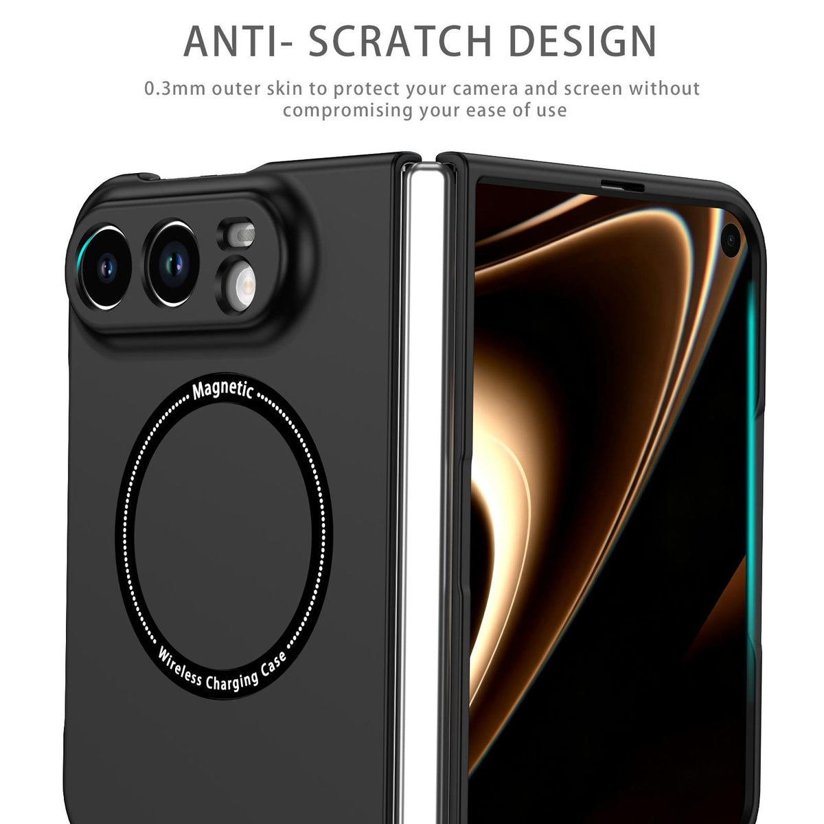 For iPhone Duo Magsafe Magnetic Folding PC Phone Case - Black - EDA010080901B