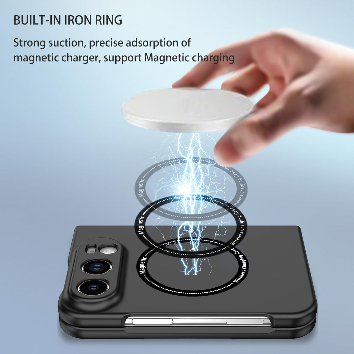 For iPhone Duo Magsafe Magnetic Folding PC Phone Case - Black - EDA010080901B