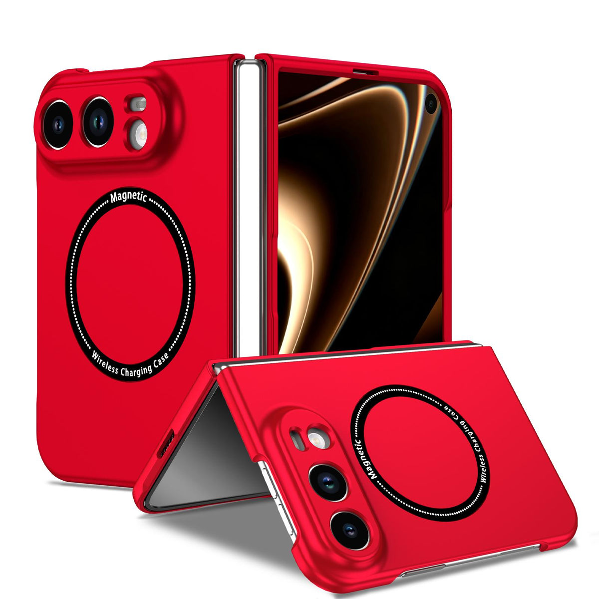 For iPhone Duo Magsafe Magnetic Folding PC Phone Case - Red - EDA010080901C