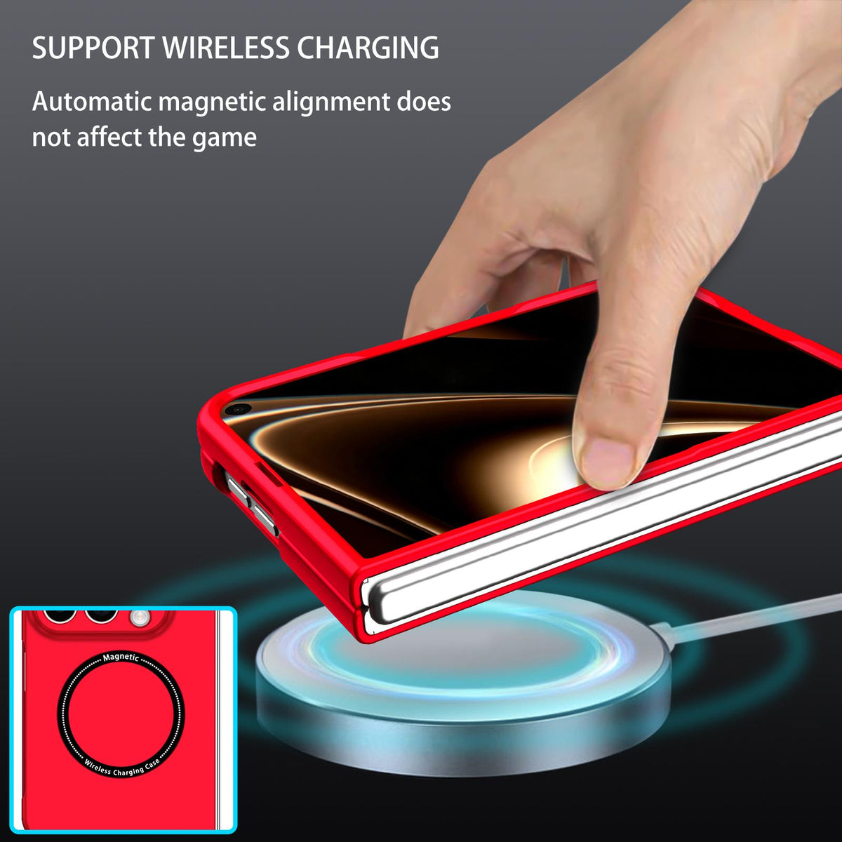 For iPhone Duo Magsafe Magnetic Folding PC Phone Case - Red - EDA010080901C