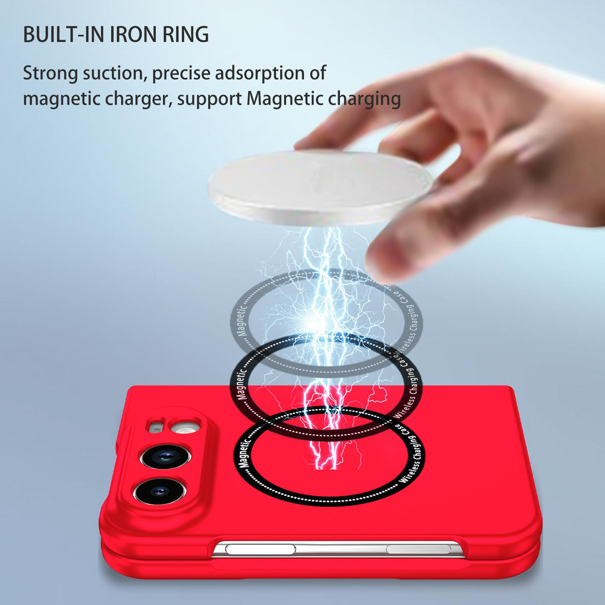 For iPhone Duo Magsafe Magnetic Folding PC Phone Case - Red - EDA010080901C