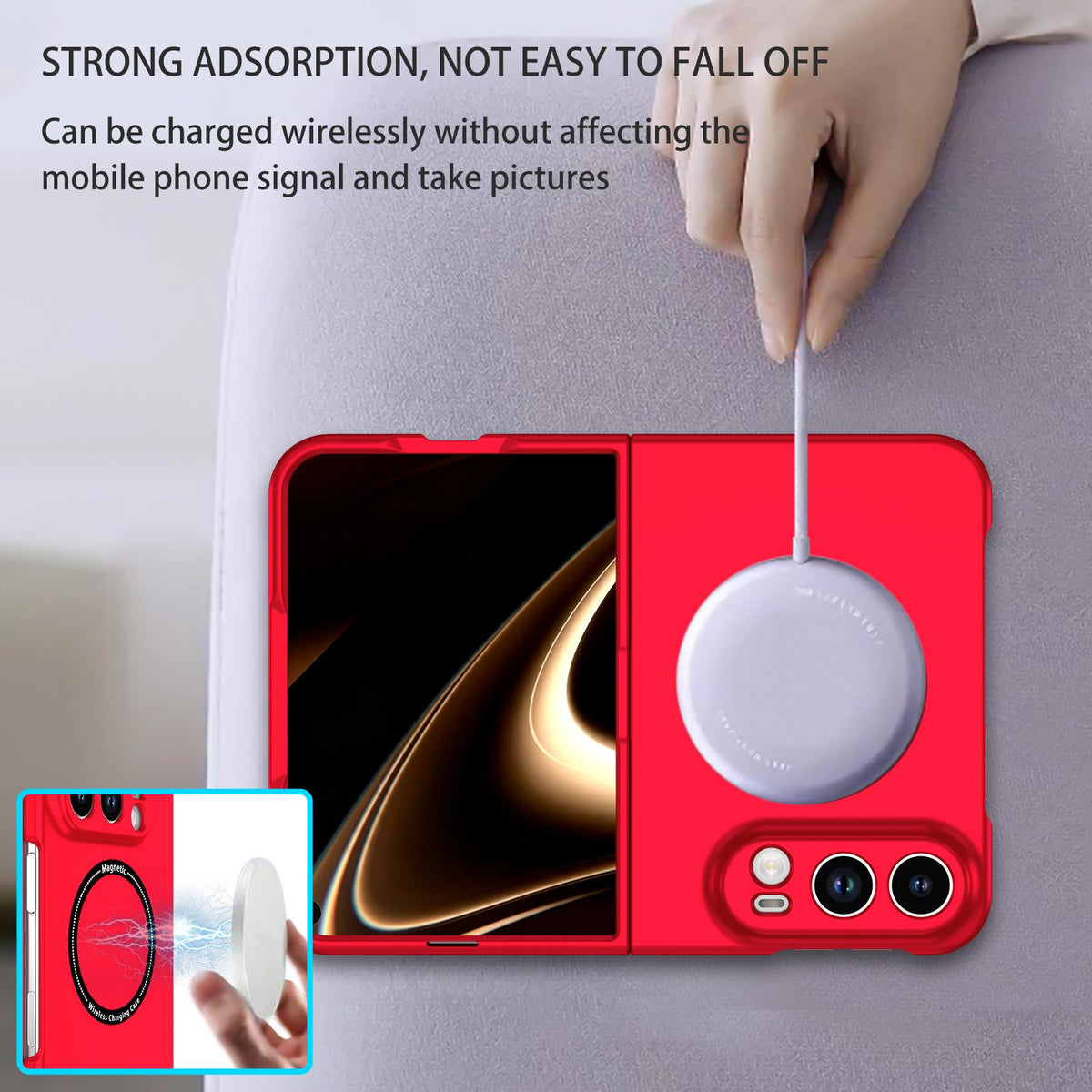 For iPhone Duo Magsafe Magnetic Folding PC Phone Case - Red - EDA010080901C