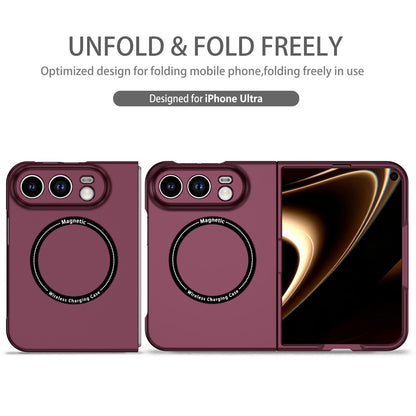 For iPhone Duo Magsafe Magnetic Folding PC Phone Case - Wine Red - EDA010080901D