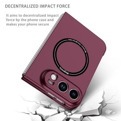 For iPhone Duo Magsafe Magnetic Folding PC Phone Case - Wine Red - EDA010080901D