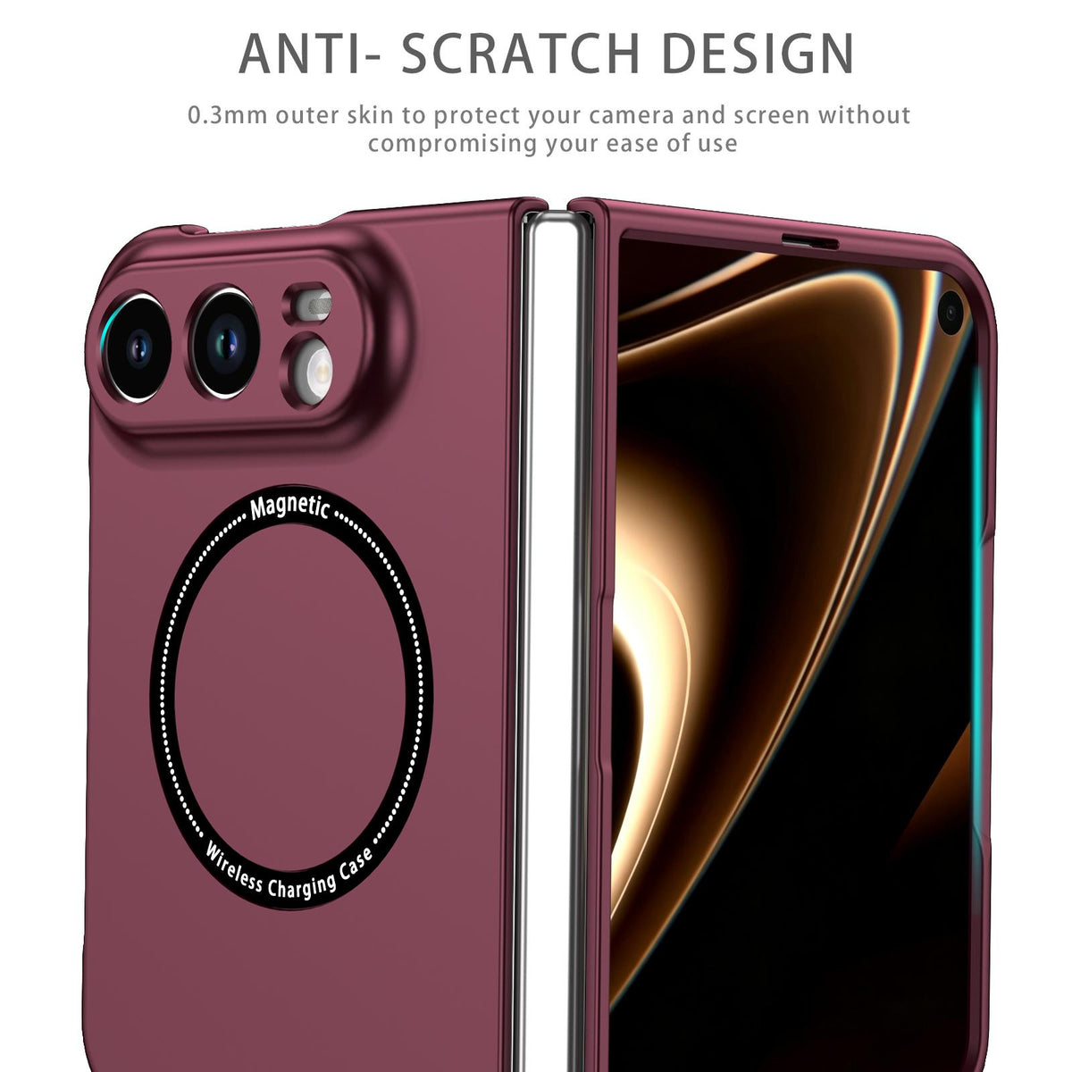 For iPhone Duo Magsafe Magnetic Folding PC Phone Case - Wine Red - EDA010080901D