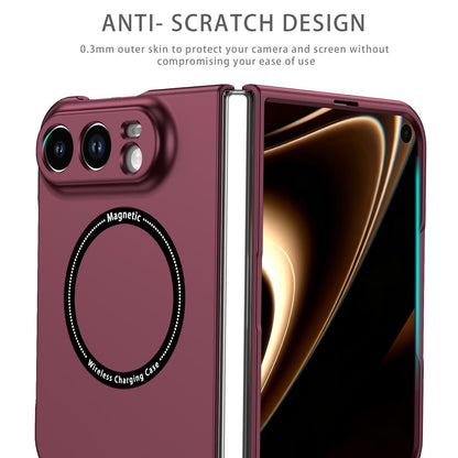 For iPhone Duo Magsafe Magnetic Folding PC Phone Case - Wine Red - EDA010080901D