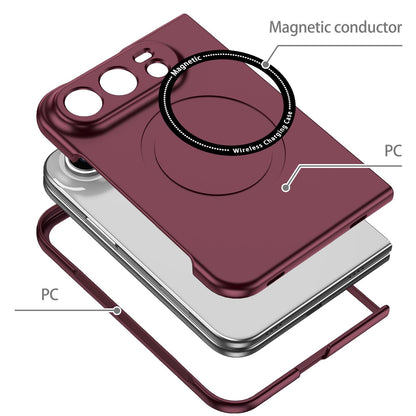 For iPhone Duo Magsafe Magnetic Folding PC Phone Case - Wine Red - EDA010080901D